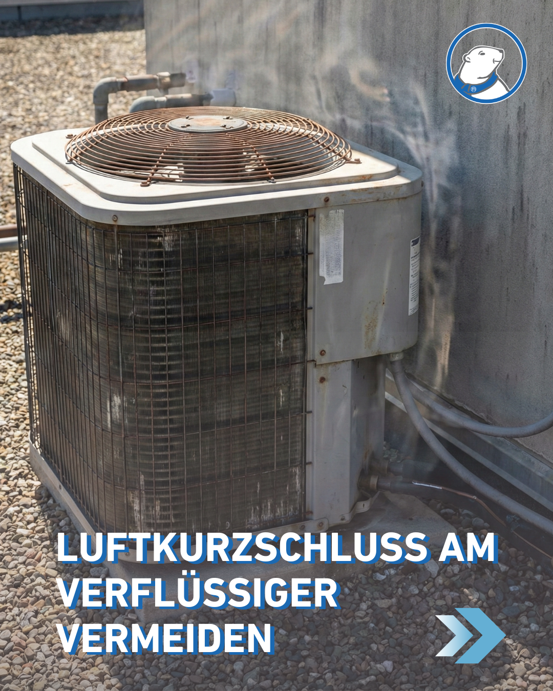 Das Bild zeigt einen Verflüssiger, symbolisch für Luftkurzschluss am Verflüssiger vermeiden: So schützt Du Deine Kälteanlage vor unnötigem Energieverbrauch und Ausfällen.