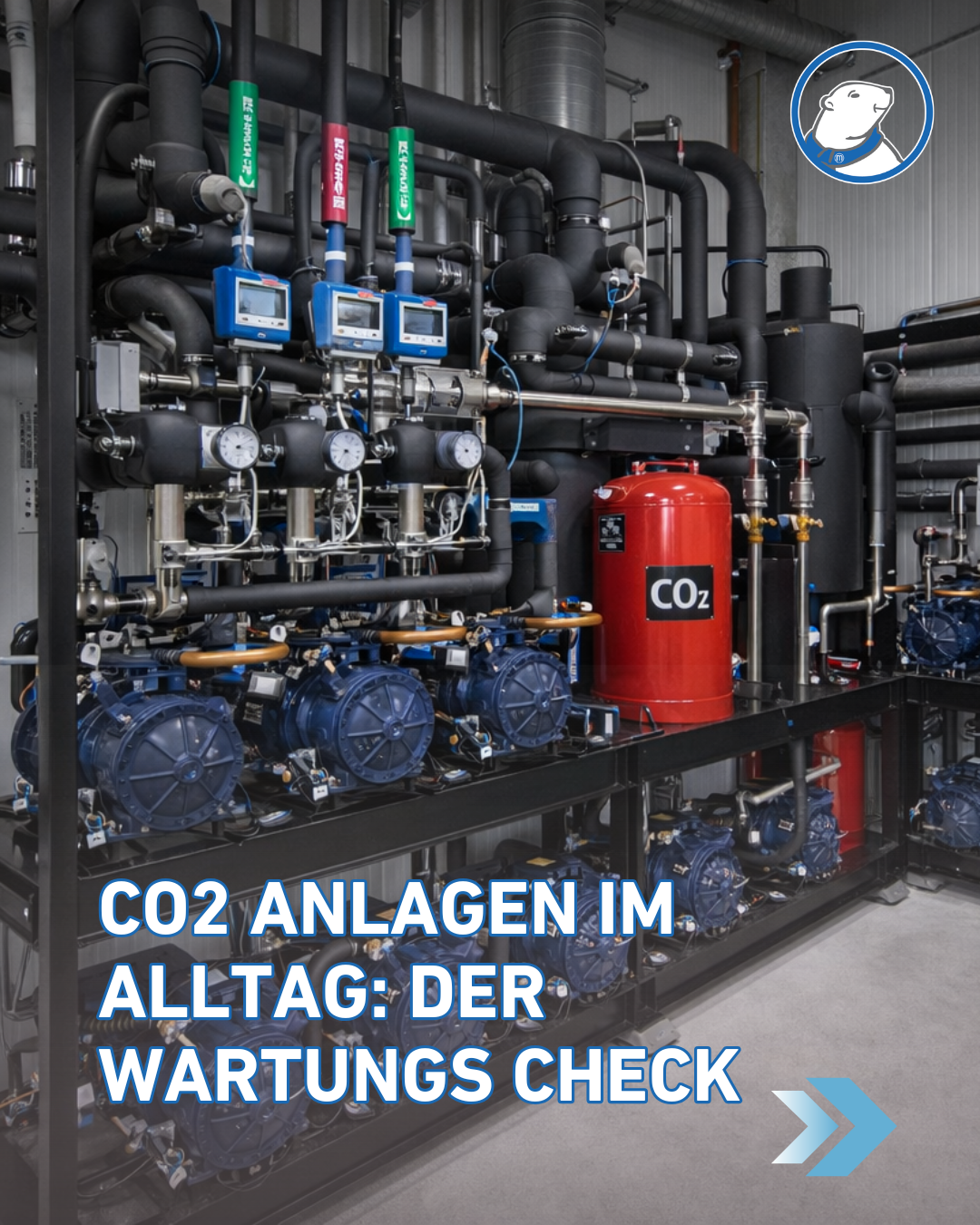Das Bild zeigt ein Kältesystem in der Industrie, symbolisch für: Wie oft müssen CO₂-Anlagen wirklich gewartet werden Ein Praxischeck
